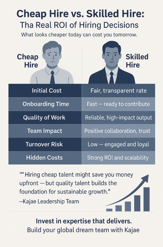 Infographic comparing the real ROI of hiring cheap vs skilled talent.